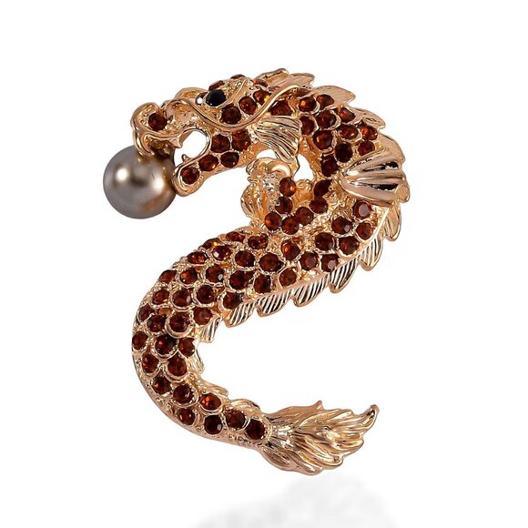 Multi Color Austrian Crystal Set of 2 Snake and Frog Brooch/Pendant Necklace Set - Picture 3 of 4